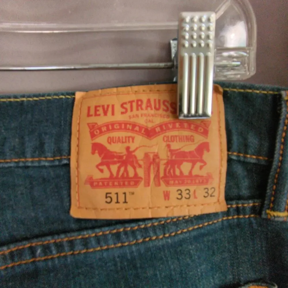 Levis 511 Jeans‎ Mens 33x32 Blue Slim Fit Flex